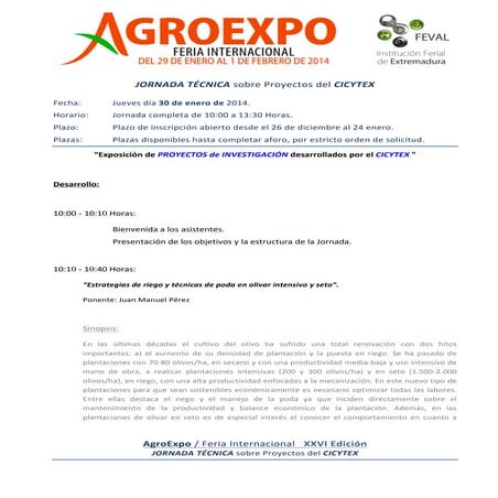 #Agroexpo2014 "Jornada Técnica" Proyectos CICYTEX