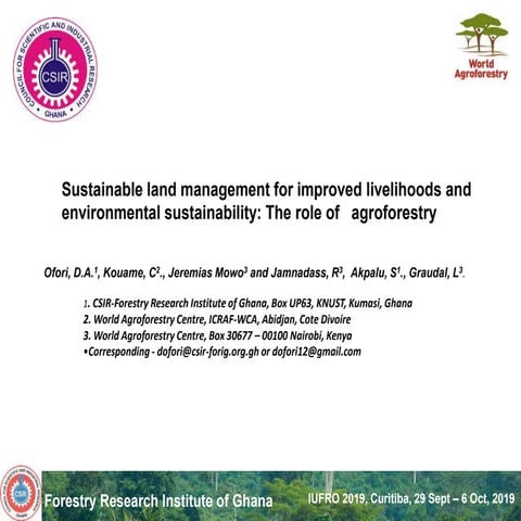 Sustainable land management for improved livelihoods and environmental sustai...
