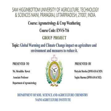 Agrometrology Global warming and Climate Change effects  in Agriculture