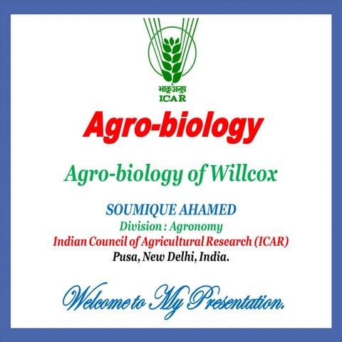 Agron 501 Agrobiology (Modern Concept in Crop Production) by Soumique Ahamed