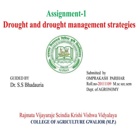 Drought and drought management strategies