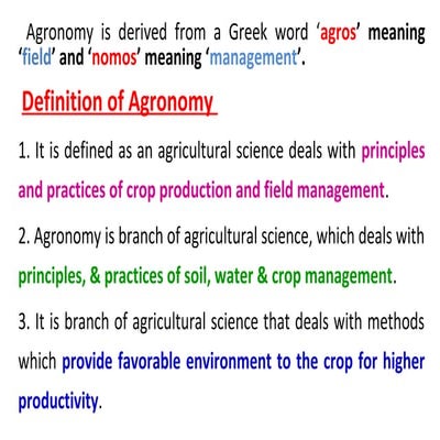 Agronomy introduction