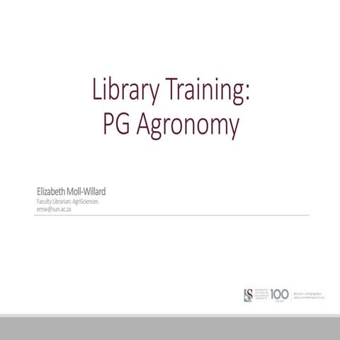 Agronomy PG Training 2022