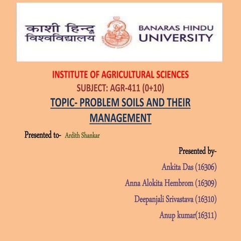 PROBLEM SOILS AND THEIR MANAGEMENT