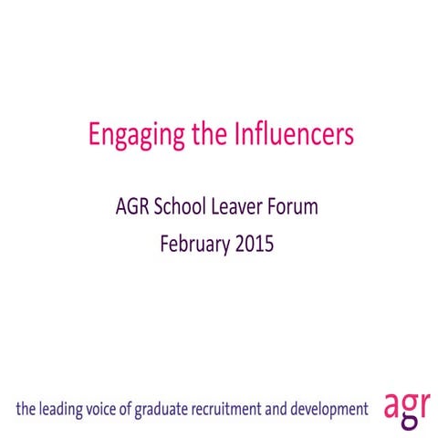 School Leaver Forum - AGR : Schools Introduction 