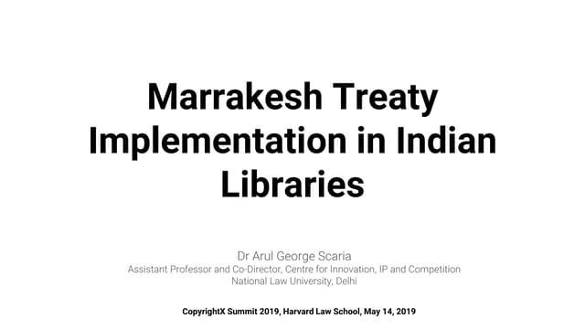 Marrakesh Treaty Implementation in Indian Libraries