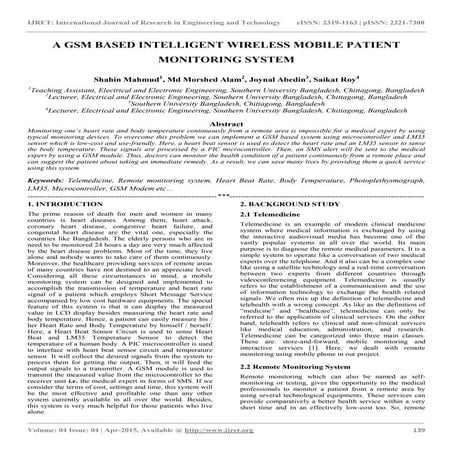 A gsm based intelligent wireless mobile patient monitoring system