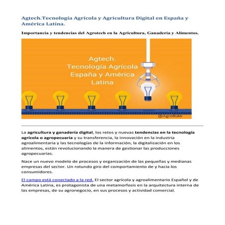 Agtech.Tecnología Agrícola y Agricultura Digital en España y América Latina.