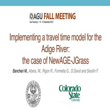 Implementing a travel time model for the Adige River: the case of Jgrass-NewAGE