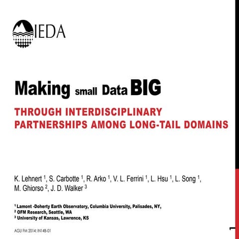 IEDA: Making Small Data BIG Through Interdisciplinary Partnerships Among Long...