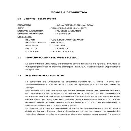 Agua potable chillanccay