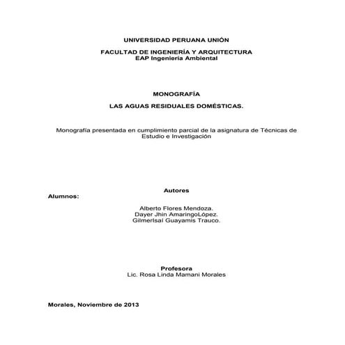 Aguas residuales domesticas