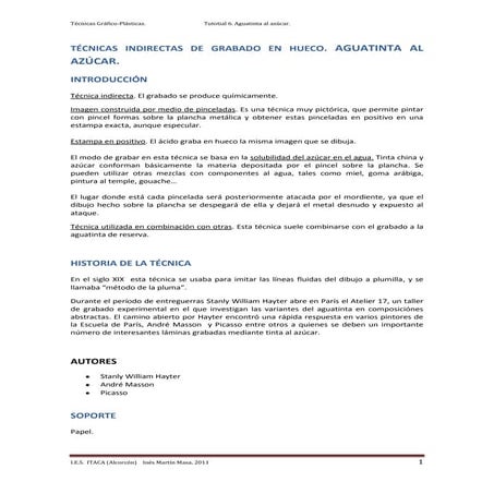 Aguatinta al azúcar