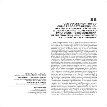 Uso do ensino híbrido como proposta de ensino aprendizagem na disciplina a distância “Instrumentação para o ensino de genética”, oferecida pela UENF no âmbito do consórcio CEDERJ/UAB