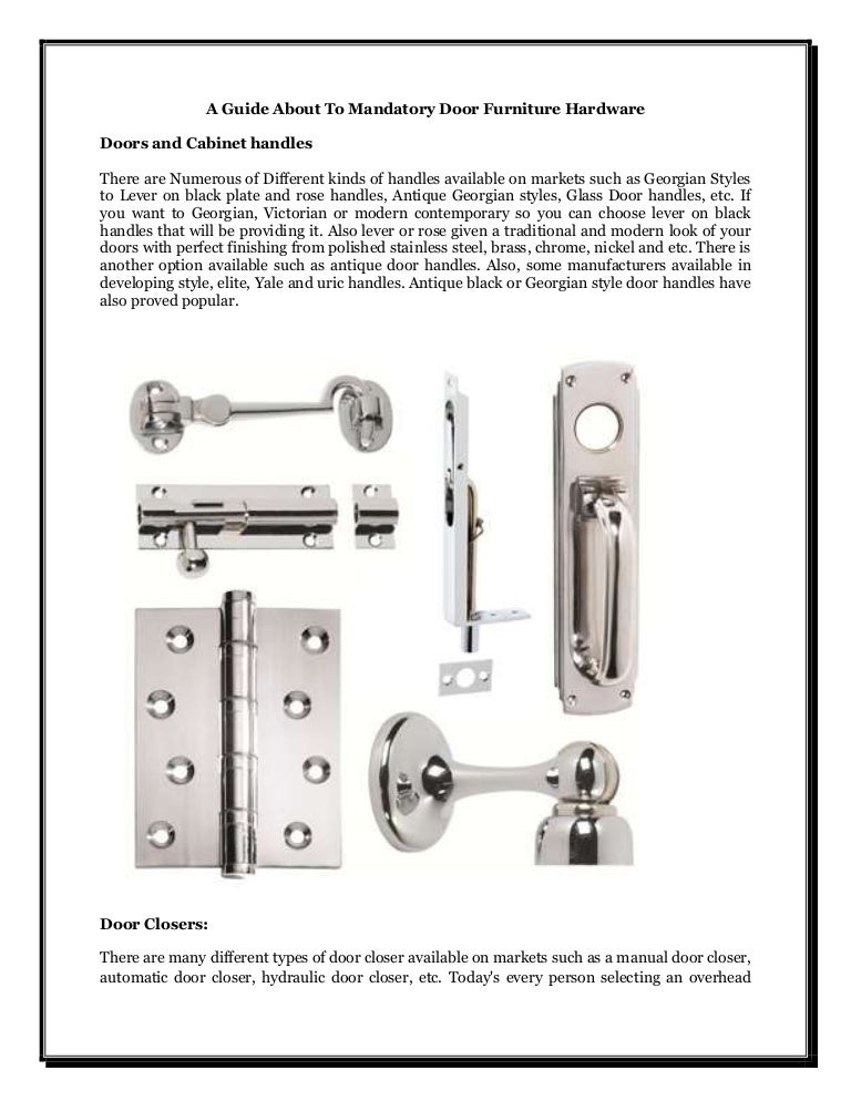 A Guide About To Mandatory Door Furniture Hardware