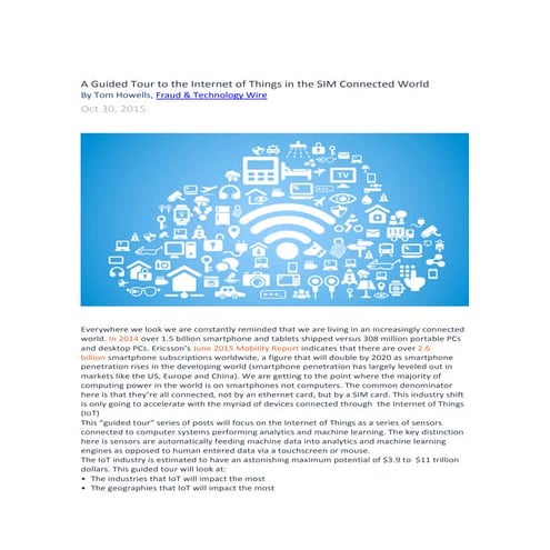 A guided tour to the internet of things in the sim connected world