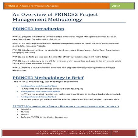 A guide for project managers prince2