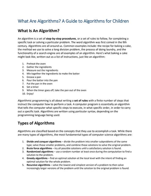 What Are Algorithms? A Guide to Algorithms for Children