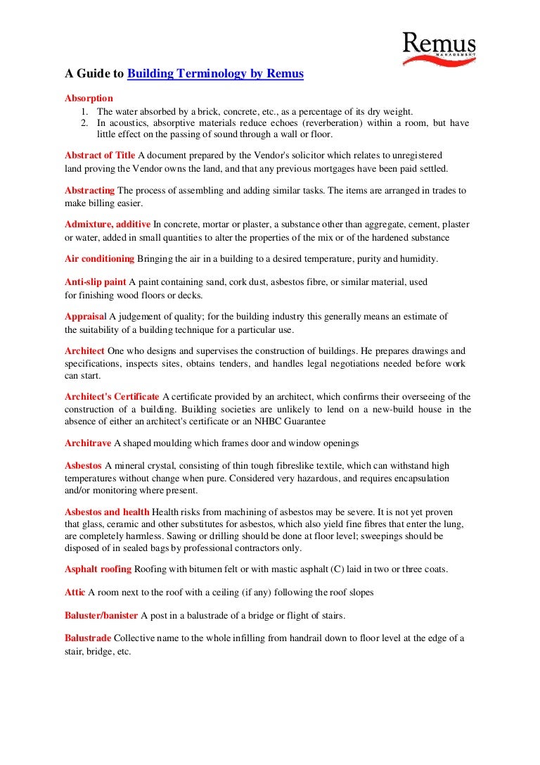 A Guide to Building Terminology by Remus