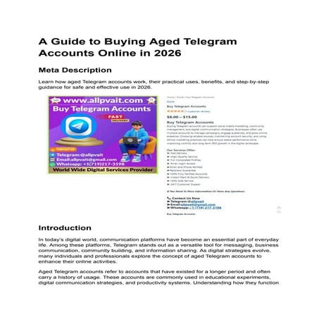 Comprehensive Guide to Buying and Using Aged Telegram Accounts in 2026 ...