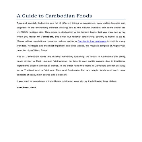 A guide to cambodian foods