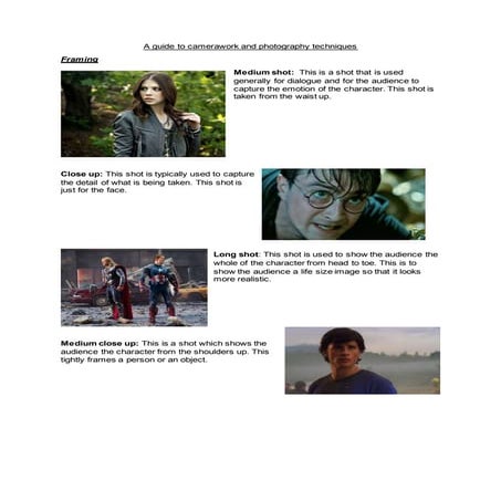 A guide to camerawork and photography techniques