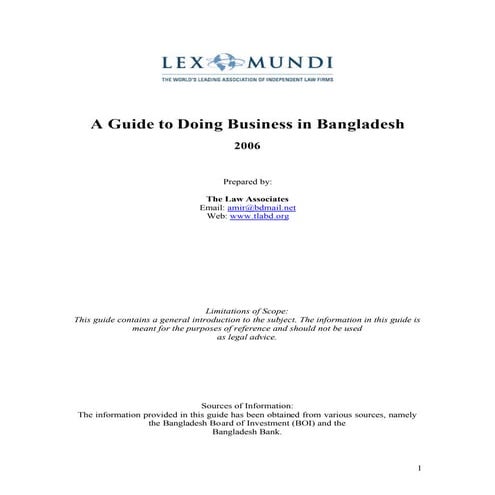 A guide to doing business in Bangladesh 2006
