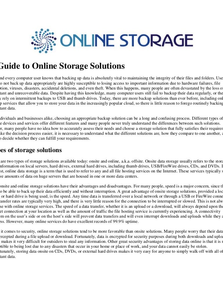 A guide to online storage solutions