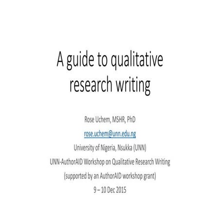 A Guide To Qualitative Research Writing | PDF