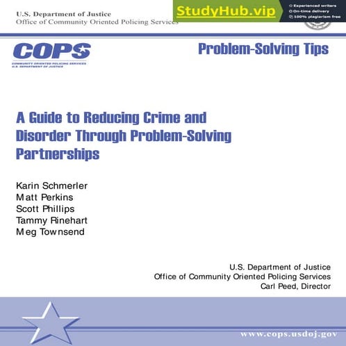 A Guide To Reducing Crime And Disorder Through Problem-Solving Partnerships
