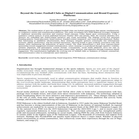 Beyond the Game: Football Clubs as Digital Communication and Brand ...