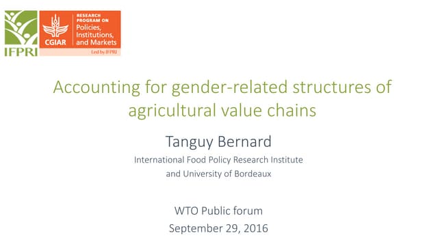 Accounting for gender-related structures of agricultural value chains