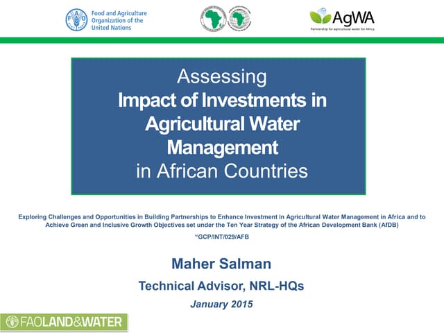 Assessing Impact of Investments in Agricultural Water Management in African Countries