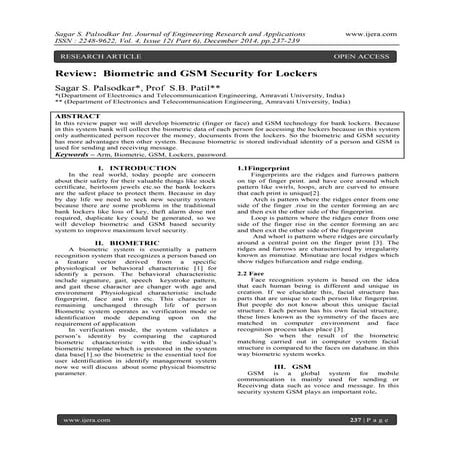Review: Biometric and GSM Security for Lockers