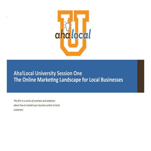Aha!Local University: Overview of Local Online Marketing Techniques