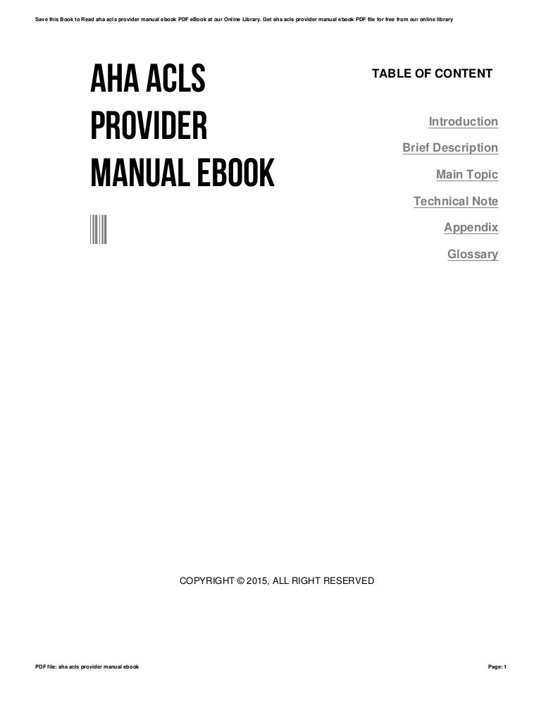Aha Acls Provider Manual Ebook