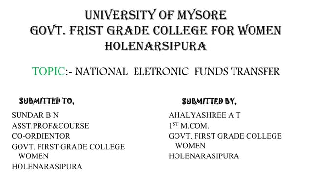 NATIONAL ELECTRONIC FUND TRANSFER 