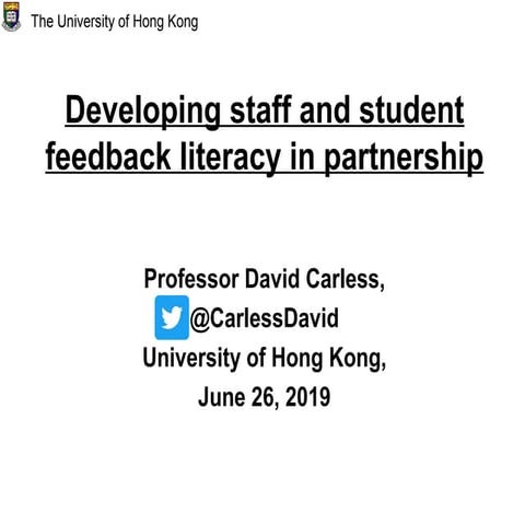 Developing staff and student feedback literacy in partnership