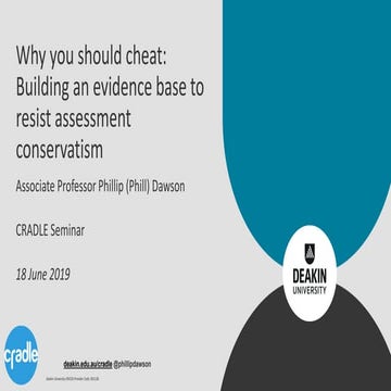 Why you should cheat: Building an evidence base to resist assessment ...