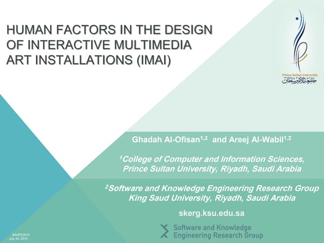 Human Factors in the Design of Interactive Multimedia Art Installations (IMAI)
