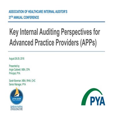 Key Internal Auditing Perspectives for Advanced Practice Providers