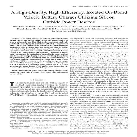 A high density, high-efficiency, isolated on-board vehicle battery charger ut...