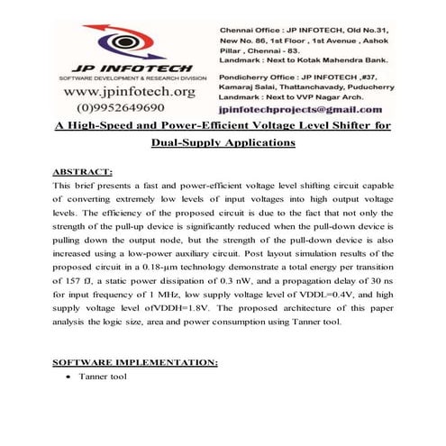 Design of low power high speed level shifter | PDF
