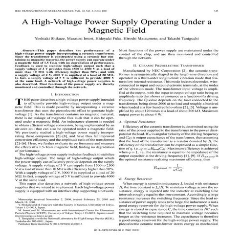 A high voltage power supply operating under a magnetic field
