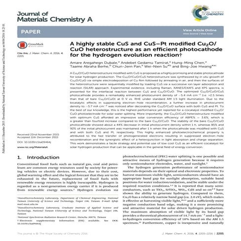 A highly stable CuS and CuS–Pt modified Cu2O/ CuO heterostructure as an effic...