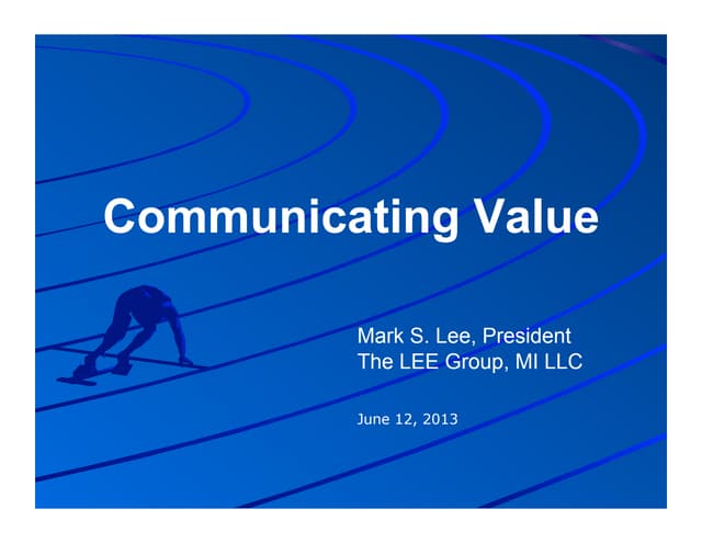COMMUNICATING VALUE