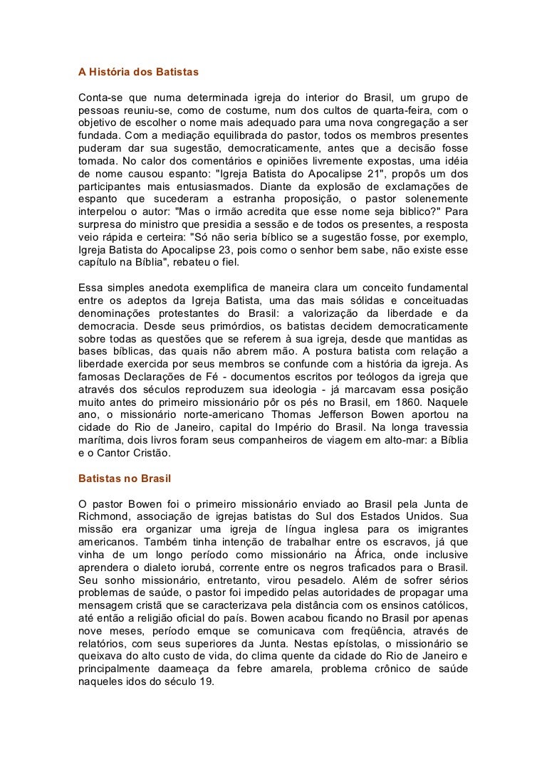 A história dos batistas
