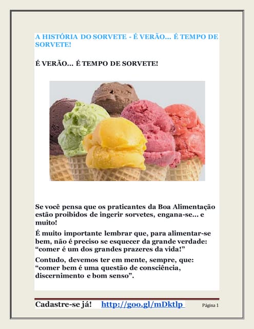 A história do sorvete | DOCX