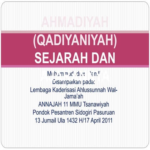 AHMADIYAH (QADIYANIYAH)