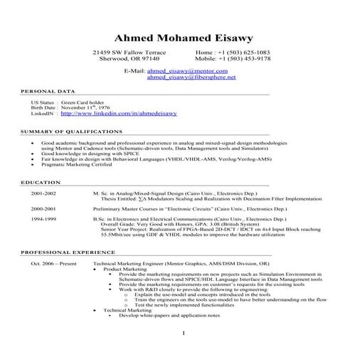 Ahmed Eisawy Resume